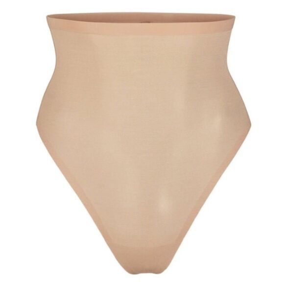 SKIMS Sheer Sculpt Shaping High Waisted Thong In Clay Nude Shapewear - Picture 3 of 5